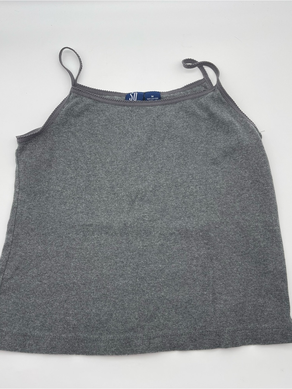 SO Gray 100% Cotton Lace Trim Camisole Tank Top Size M
